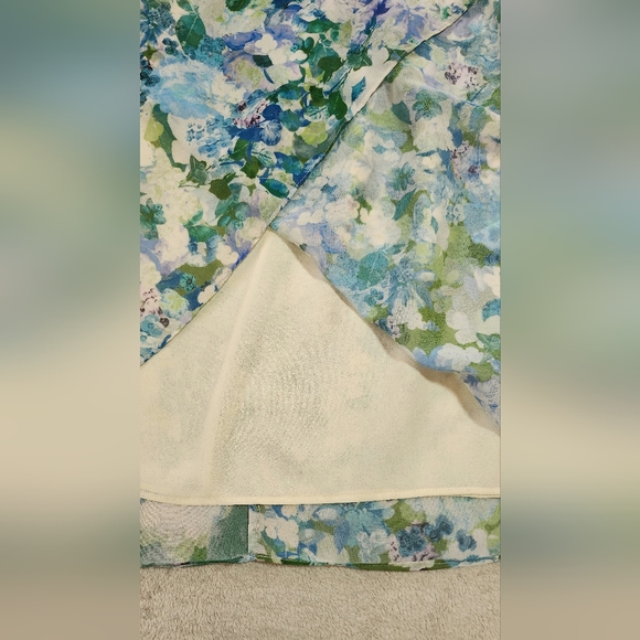 MANGO Mng Sky Blue Green Empire Floral Ruffled Maxi Midi Dress Size US 4 - Picture 10 of 10